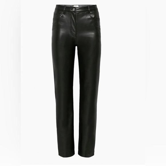 Aritzia The Melina Pant vegan leather black highrise straight-leg regular size 4 - Picture 7 of 8